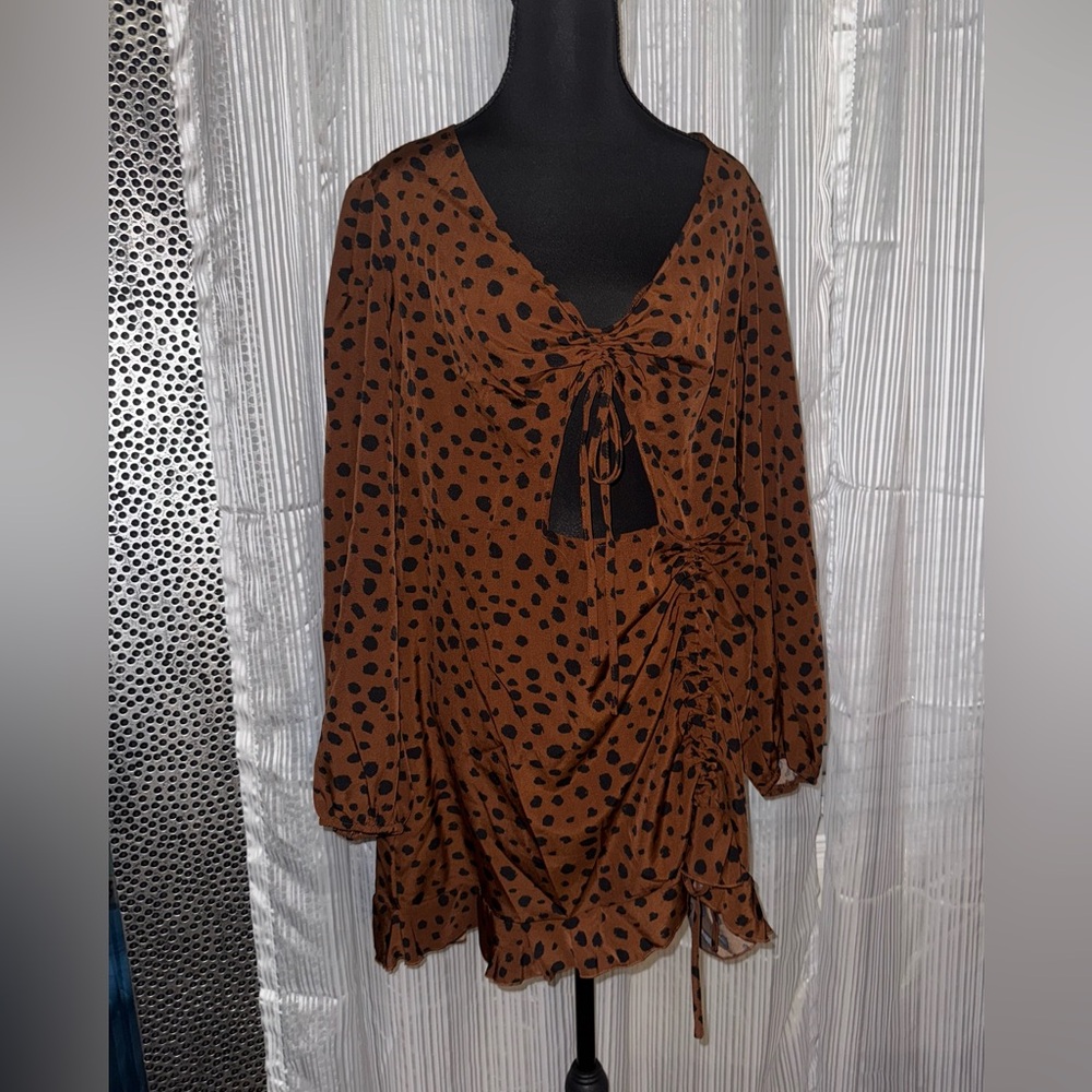 SHEIN Brown Polka Dot Mini Dress